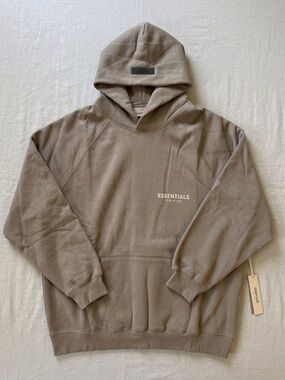 Fear of God Essentials Hoodie Desert Taupe Oversized Fleece Logo XXL NWT